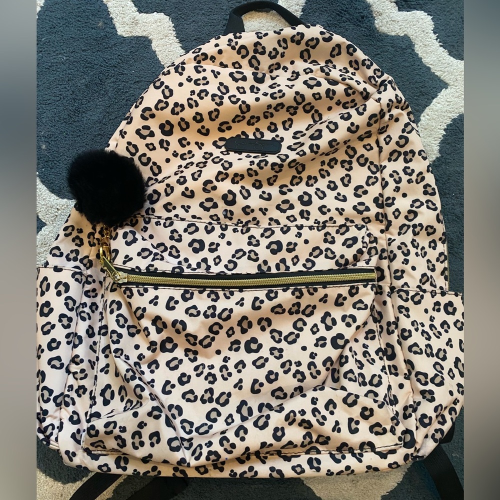 EUC Jessica Simpson Leopard Print Backpack - Black and Cream